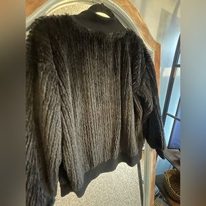 Crown and ivy black fuzzy sweater